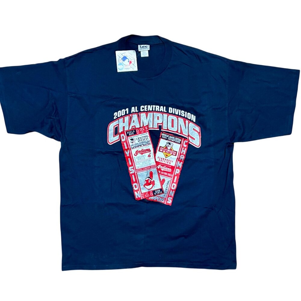 Cleveland Indians Rare Vintage 2001 AL Central Lee Sports T-Shirt, Men's 2XL